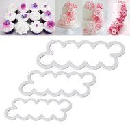 3Pcs 3D Cookie Fondant Rose Mould Gumpaste Flowers Sugarcraft Decorating Mold