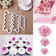 3Pcs 3D Cookie Fondant Rose Mould Gumpaste Flowers Sugarcraft Decorating Mold N2
