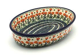Polish Pottery Baker - Oval - Medium - Peach Spring Daisy