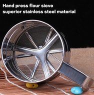 Newest Stainless Steel Mesh Flour Sifter Mechanical Baking Icing Sugar Shaker Sieve Tool Cup Shape N4