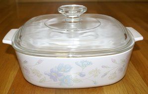 Vtg Corning Ware &quot;Pastel Bouquet&quot; (2 qt) Casserole Baking Dish with Lid (A-2-B)