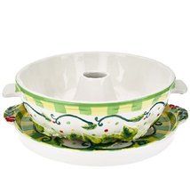 Temp-tations Wreath Fluted Tube Pan with Serving Tray &amp; Gift Box N2