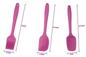 Better Value Silicone Utensil Set, Pastry Spatula,Brush,Spoon.With Pure Silcone Handle Purple (Set of 3)