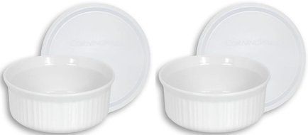 CorningWare French White Pop-Ins 16-Ounce Round Dish with Plastic Cover N2