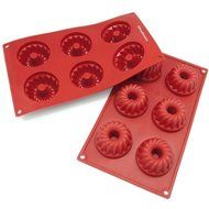 Freshware 6-cavity Coffee Cake Silicone Mold/ Baking Pans (Pack of 2) Red