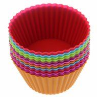 MENGDA 12PCS Silicone Cake Baking Cup Set Silicon Kitchen Craft Tool Kit Colorful Round Shape for Cake Egg Tart... N3