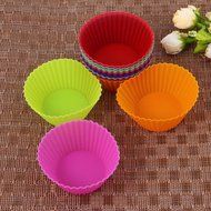 MENGDA 12PCS Silicone Cake Baking Cup Set Silicon Kitchen Craft Tool Kit Colorful Round Shape for Cake Egg Tart... N5