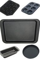 PerPor 5-Piece Bakeware Set,1 Round Cake Pan,1 Rectangle Cake Pan,1 Loaf Pan,1 Muffin Pan (12-cups),1 Muffin pan...