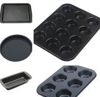 PerPor 5-Piece Bakeware Set,1 Round Cake Pan,1 Rectangle Cake Pan,1 Loaf Pan,1 Muffin Pan (12-cups),1 Muffin pan... N2
