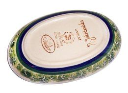 Boleslawiec Stoneware - Polish Pottery Small Oval Baker - &quot;Eva&#039;s Collection&quot; Serenity N3