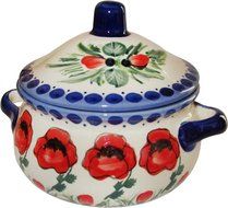 Boleslawiec Stoneware - Polish Pottery Container - Eva&#039;s Collection &quot;Poppy Field&quot;
