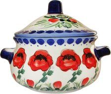 Boleslawiec Stoneware - Polish Pottery Container - Eva&#039;s Collection &quot;Poppy Field&quot; N2
