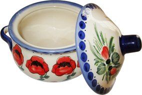 Boleslawiec Stoneware - Polish Pottery Container - Eva&#039;s Collection &quot;Poppy Field&quot; N3