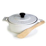 BIA Stoneware Cheese Baker With Bamboo Spreader - 7 Inch Diameter