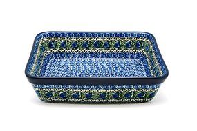 Polish Pottery Baker - Rectangular - Medium - Peacock Feather
