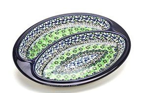 Polish Pottery Dish - Divided Polish Sausage - Kiwi