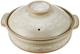 Japanese Donabe Pot for 4-5 People Mishima Flower, Mine Silver Banko