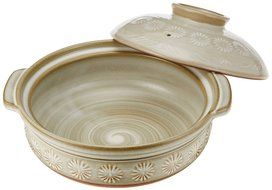 Japanese Donabe Pot for 4-5 People Mishima Flower, Mine Silver Banko N2