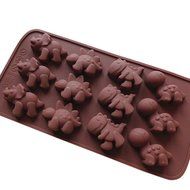 Seedan Silicone Gel Non-stick Chocolate Candy Baking Mold Ice Cube (12 Cavity, Dinosaur Shape, Chocolate)