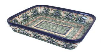 Polish Pottery Bluebell Medium Rectangular Baker
