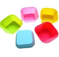 Tosangn 12pcs Standard Size Colorful Silicone Muffin Cup Liners Baking Cupcake Molds (Type D)