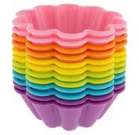 Tosangn 12pcs Standard Size Colorful Silicone Muffin Cup Liners Baking Cupcake Molds (Type D) N3