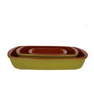 Coli Bakeware CL-REC-SET3-YW Italian Ceramic 3-Piece Rectangular Baker Set, Lemon