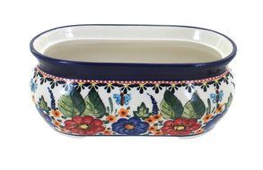 Polish Pottery Floral Butterfly Small Planter