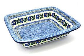 Polish Pottery Baker - Casserole - Blue Pansy