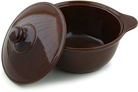 Polish Pottery Baker with Cover with Handles 11-inch Brown N2