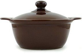 Polish Pottery Baker with Cover with Handles 11-inch Brown N3