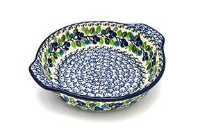 Polish Pottery Baker - Round with Grips - Medium - Blue Berries