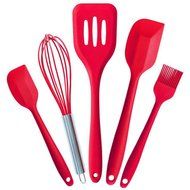 BonNoces Silicone 5-piece set Baking supplies Tools-Large and small Size spatulas-Brush- Slotted Turner-Egg Beater...