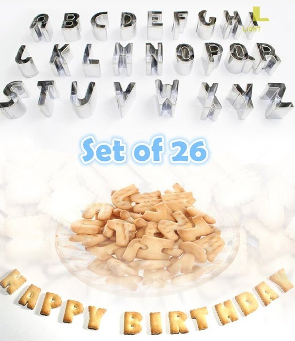 SDBING 26 Pcs Stainless Steel Alphabet Letter Cookie Cutter Set