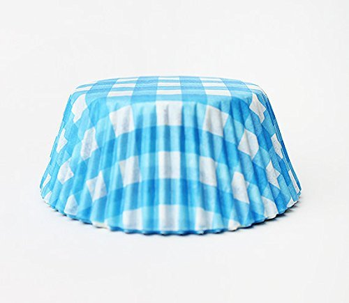 25 Blue Gingham Cupcake Liners (standard size)