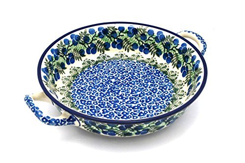 Polish Pottery Baker - Round with Handles - Medium - Huckleberry