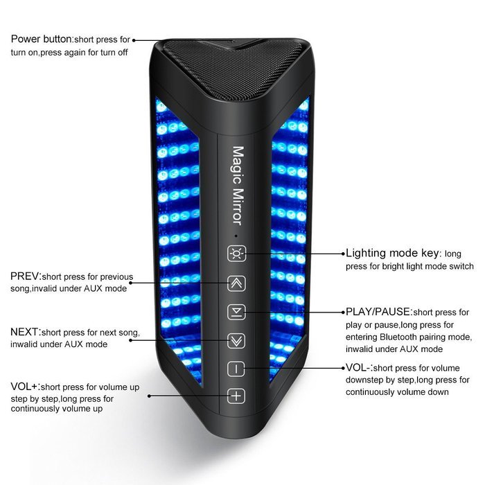 LED Bluetooth Speaker, ELEGIANT Portable Wireless Speaker with 3D Magic Mirror Design, Hands-free Calling with... N5