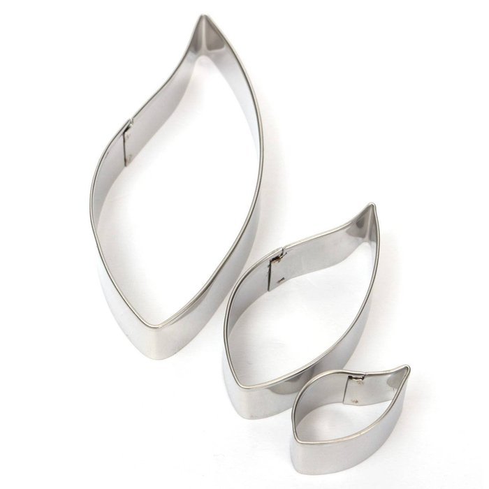 KINGSO 3pcs Leaves Shape Stainless Steel Cake Baking Cookie Cutter Set
