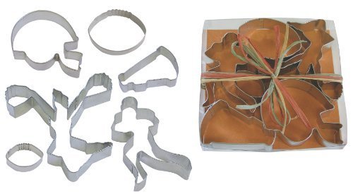 R & M International Set of 6 Football Themed Cookie Cutters Includes: Large and Small Football, Helmet, Football...