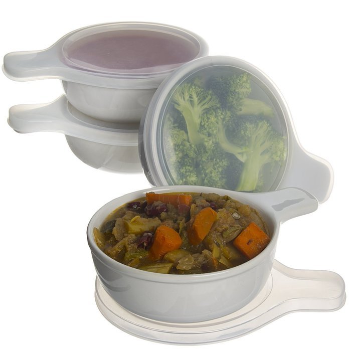 4 Pack Anchor Hocking Ceramic 15oz Ramekins Baking Storage Dishes Set With Lids & Handles