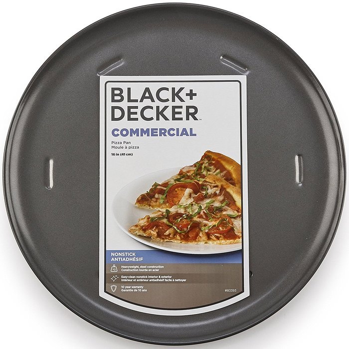 BLACK+DECKER 83393 Commercial Nonstick Pizza Pan, 16", Gray N5