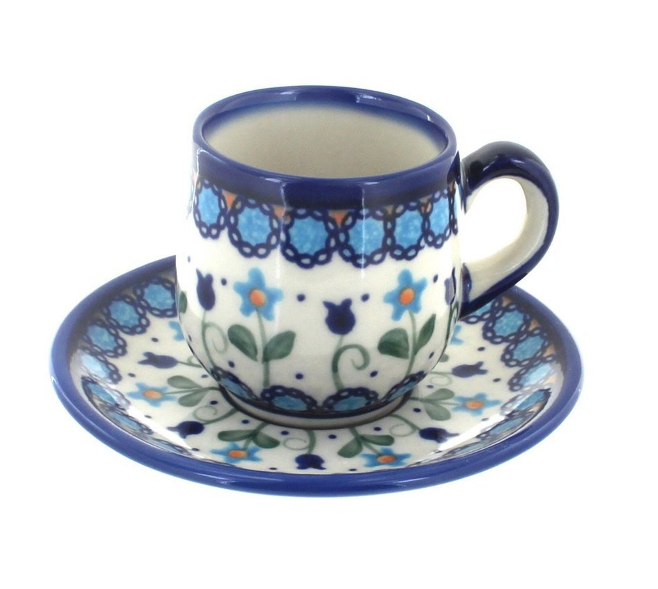 Polish Pottery Savannah Espresso Cup & Saucer