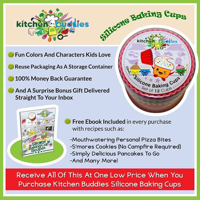 Silicone Baking Cups / Cupcake Liners / Muffin Cups | Superior Quality | No BPA | Ebook Included N3