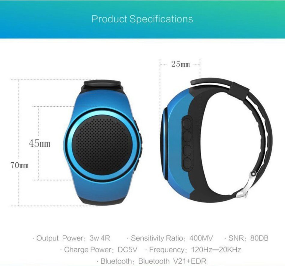 Bluetooth Speaker Smart Watch with Mini Speaker Anti-lost Alarm Self-timer support Hands Free/ BT/FM Radio/TF...