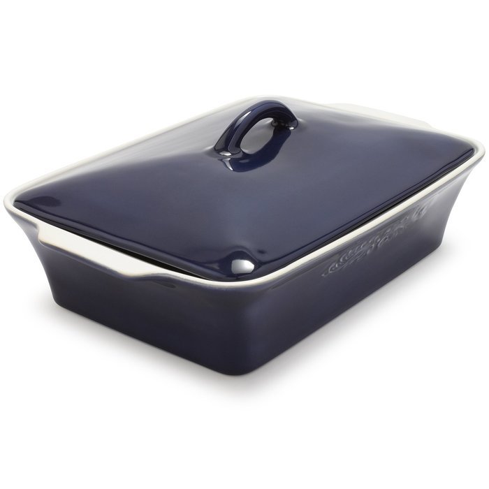 Sur La Table Blue Oven-to-Table Rectangular Stoneware Baker MCG3212 PUR , with Lid