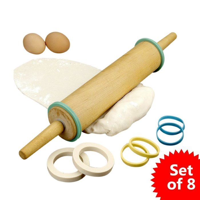 Hampton Direct Set of 8 Rubber Rolling Rings Baking Supplies 4 Different Sizes