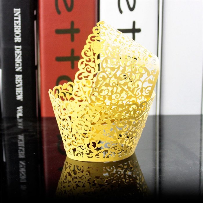 Cupcake Holders, Phifo Hollow Carving Decor Wrapper Wraps Cupcake Muffin Paper Holders With Filigree Vine Designed... N2