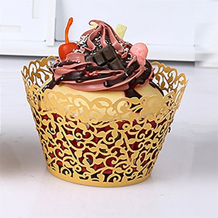 Cupcake Holders, Phifo Hollow Carving Decor Wrapper Wraps Cupcake Muffin Paper Holders With Filigree Vine Designed... N4