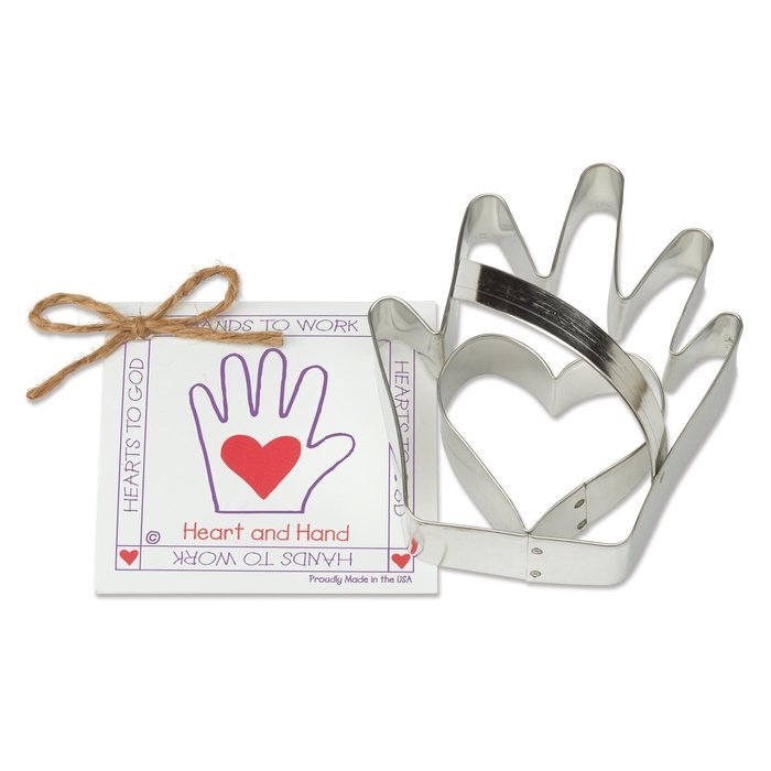 Heart 'n Hand Cookie and Fondant Cutter - Ann Clark - 2.6 Inches - US Tin Plated Steel