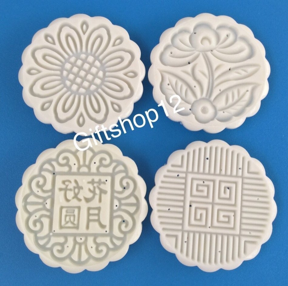 Giftshop12 Mooncake Mold Traditional White Round Cookie Cutter Mold 125g N2